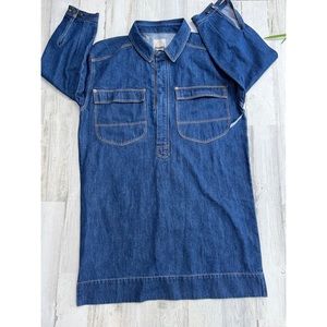 Gap Workforce Collection Womens Sz M Denim Shirt Dress Pullover 100%…